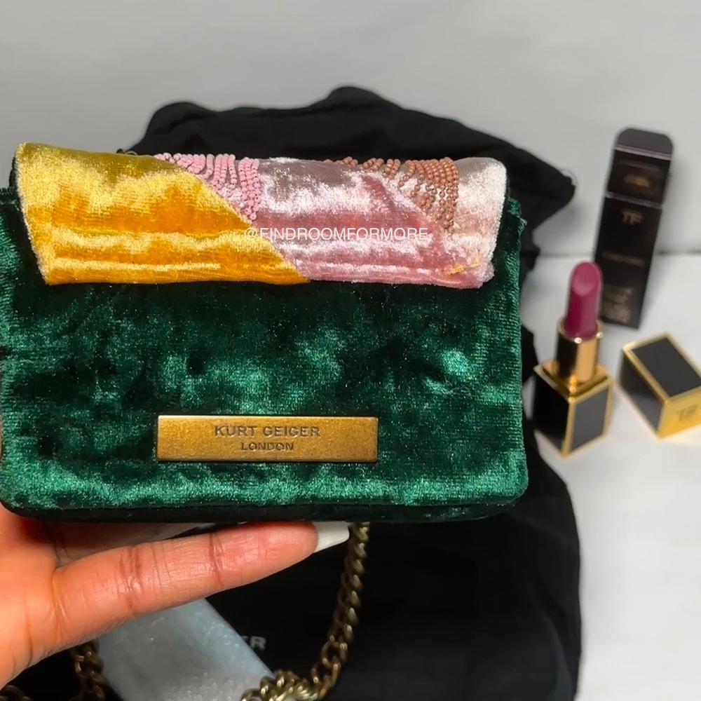 Kurt Geiger Kensington Nano Fringes Velvet Crossbody - Picture 11 of 17